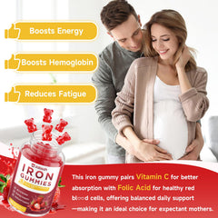 Jabsah vegan iron gummies daily dosage shows two gummies for consistency.