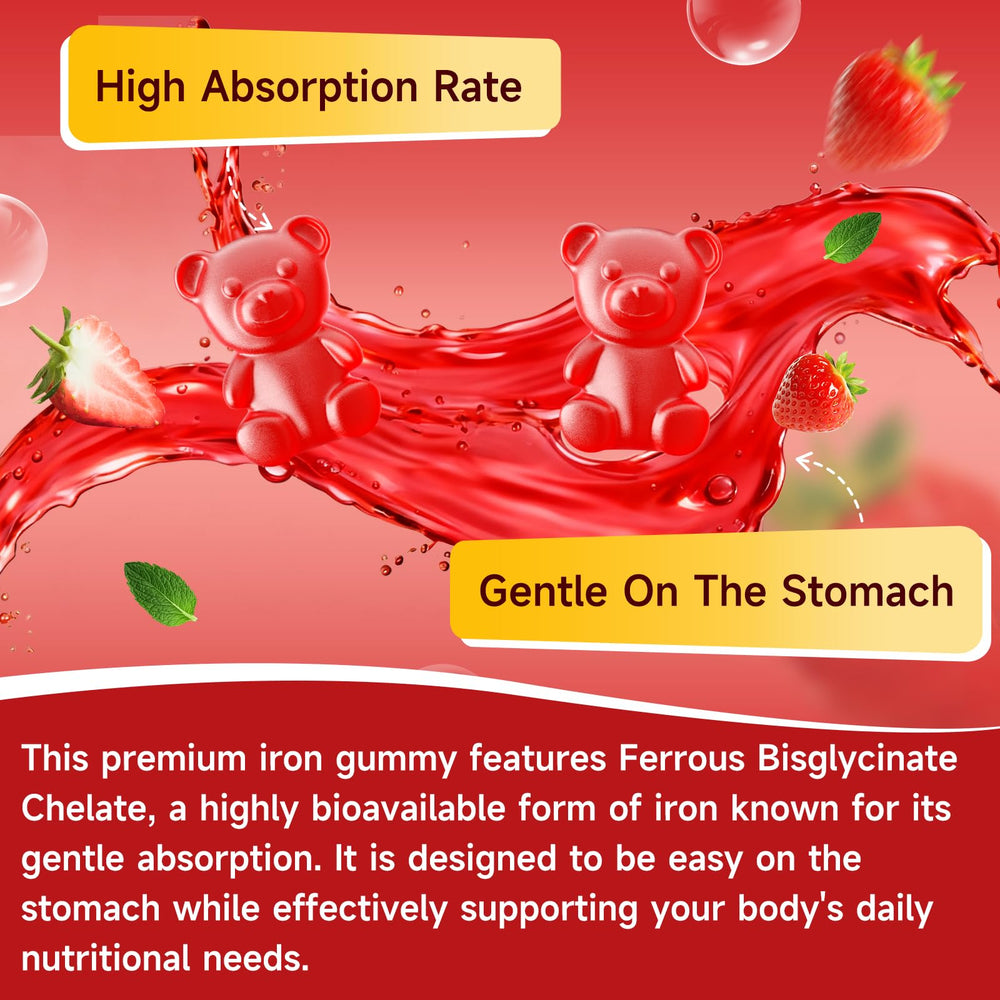 Jabsah vegan iron gummies energy support for vitality during the day.