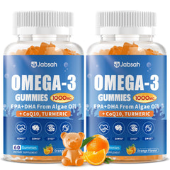 Jabsah Vegan Omega-3 Gummies bottle with no fishy taste.