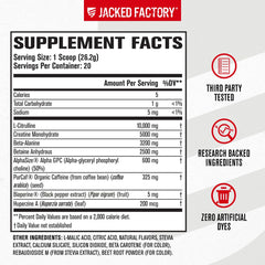 Serving size panel shows 20 servings per tub for planning.
