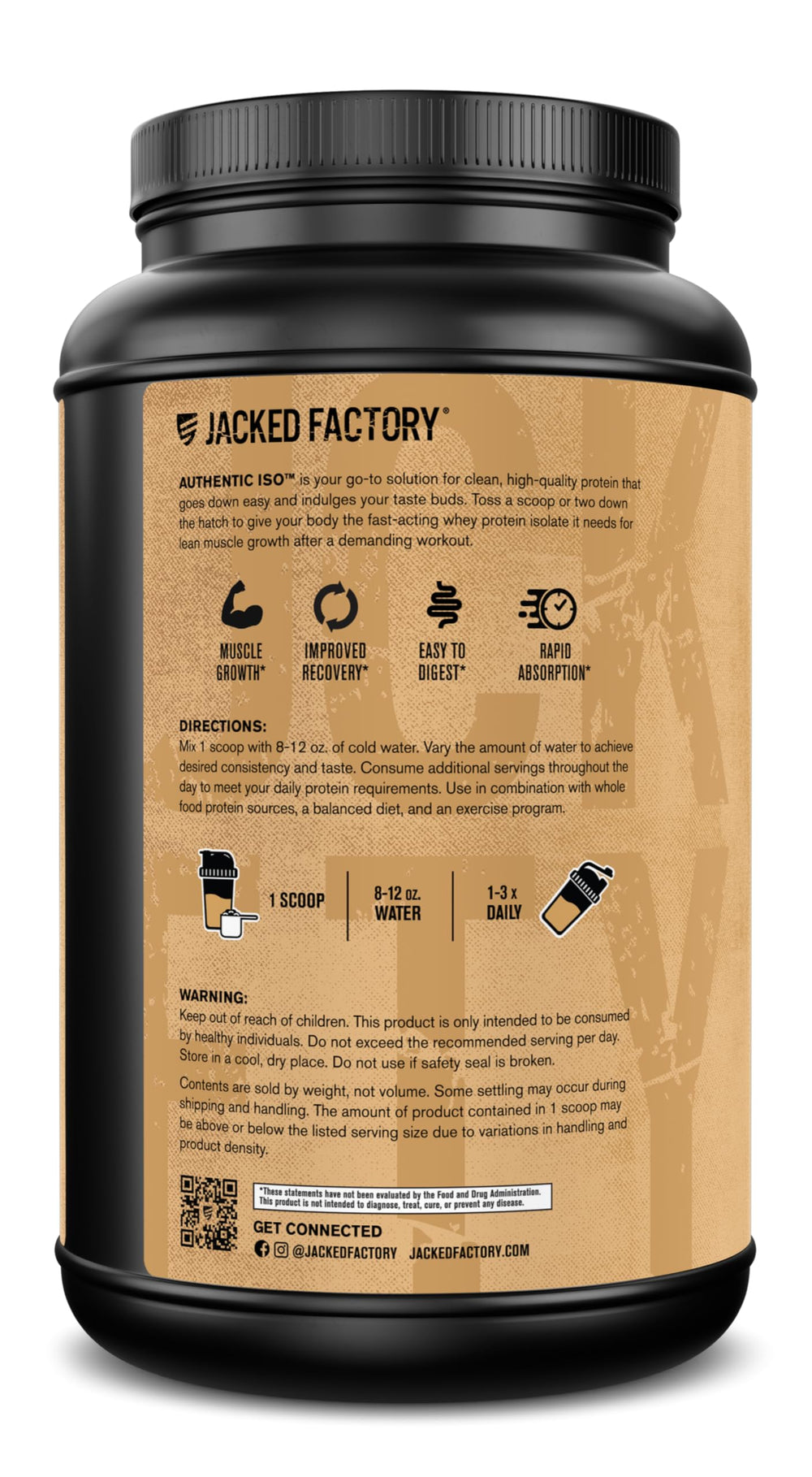 Jacked Factory Authentic ISO shaker-ready bottle for convenient on-the-go shakes.
