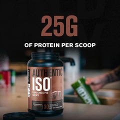 Jacked Factory Authentic ISO Whey powder dispensing the fast acting formula