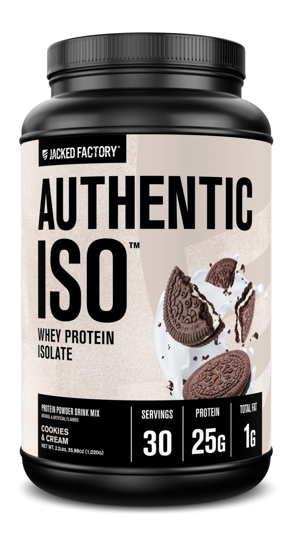 Jacked Factory Authentic ISO Whey jar showing clean protein formula for post-workout fueling