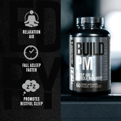 Jacked Factory Build PM Tart Cherry image emphasizes natural sleep support.