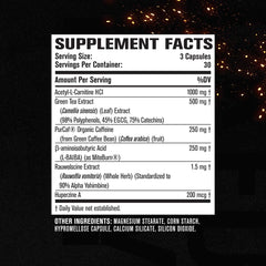 Jacked Factory Burn-XT Max PurCaf caffeine note highlighted on the label