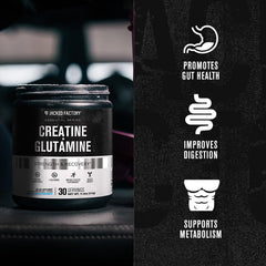 Jacked Factory Creatine + Glutamine tub front ready for daily training routines.