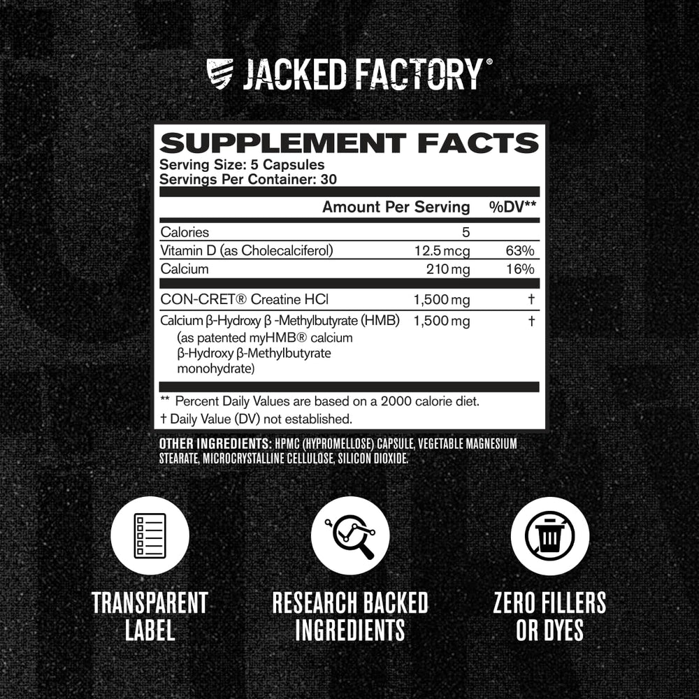 Scoop ready for daily dosing with Jacked Factory Creatine HCL HMB capsules