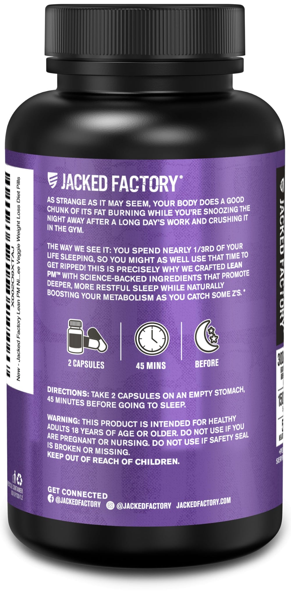 Jacked Factory Lean PM stress-relief scene illustrates nighttime unwind and sleep preparation