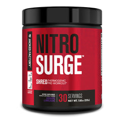 Jacked Factory NITROSURGE Shred bottle ready for a high-energy workout.