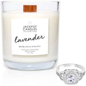 Jackpot Candles Lavender Candle with wooden wick for a clean, even burn