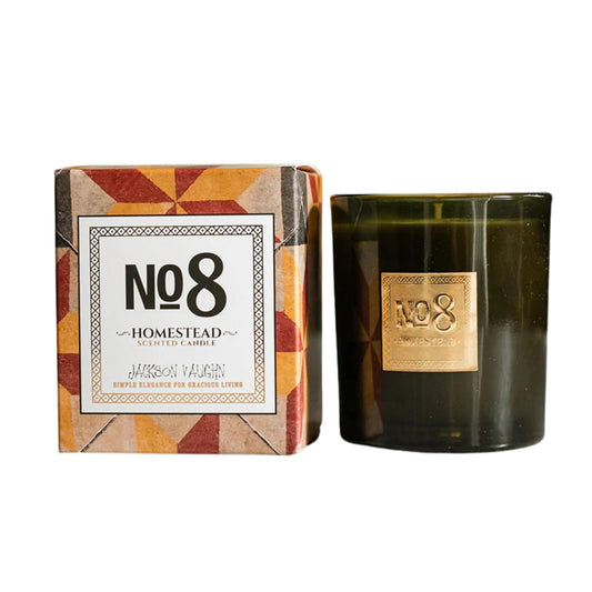 Jackson Vaughn No. 8 Homestead ginger root close-up highlights spice-forward fragrance for cozy spaces.