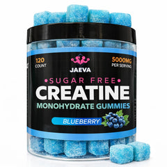 Jaeva Sugar-Free Creatine Gummies jar front shows clean performance potential for workouts
