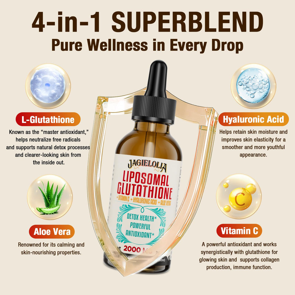 Jagielolia Liposomal Glutathione Liquid drops into water for easy mix.