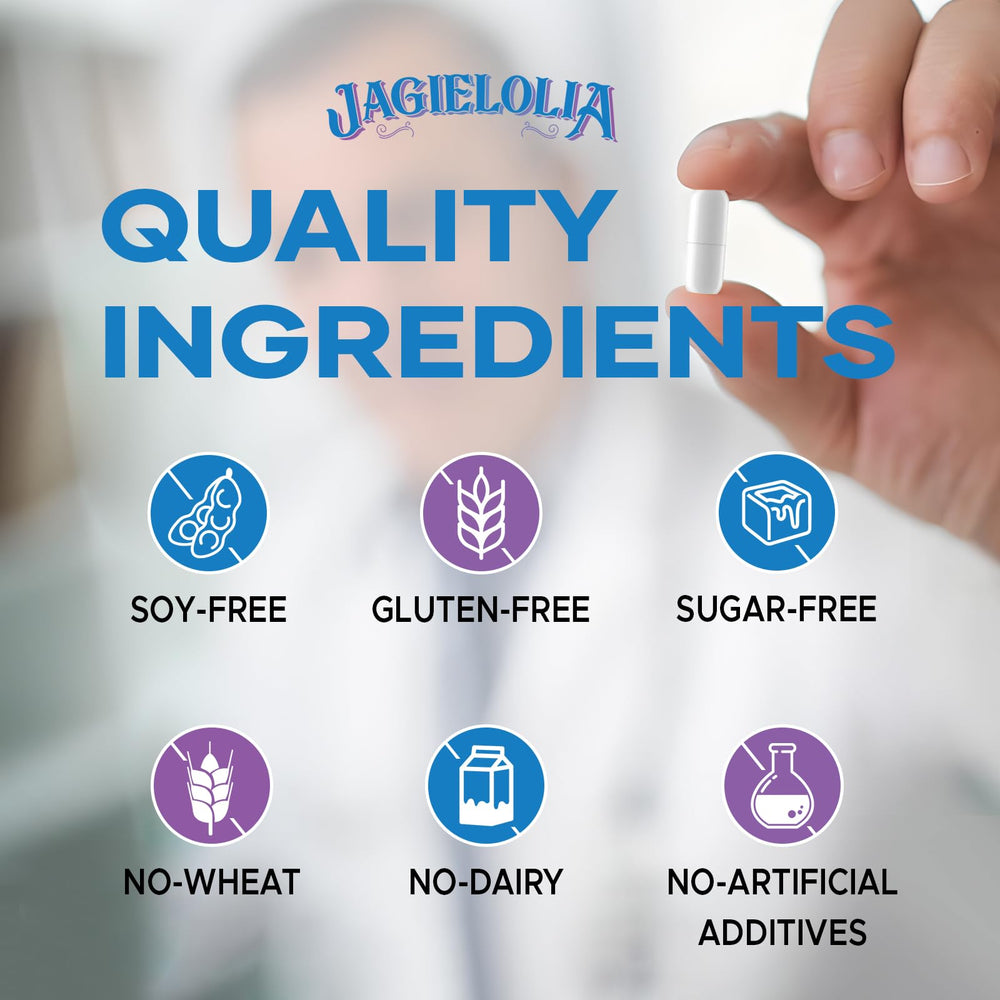 Jagielolia vegan capsules bottle emphasizing cruelty-free detox capsules