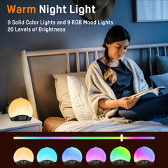 JALL Sunrise Alarm Clock 17 color lights set ambient mood