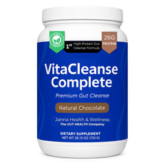 JANNA Health Premium Gut Cleanse bottle shows turmeric and pomegranate for digestive support.