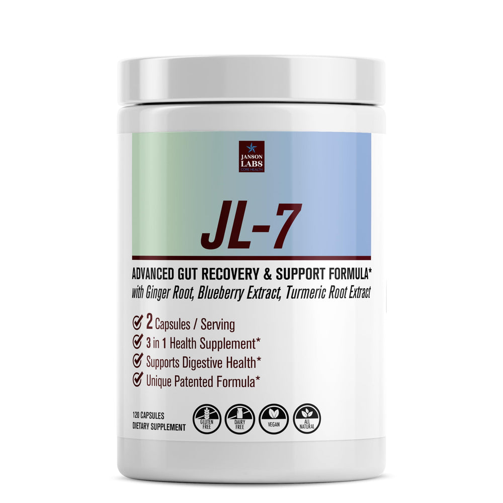 Janson Labs JL-7 bottle front displaying natural gut health focus