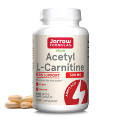 Jarrow Formulas Acetyl L-Carnitine 500mg capsule—brain health support and energy production.