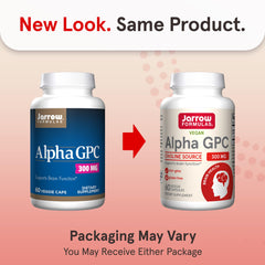 Alpha GPC capsules shown as vegetarian, non-GMO supplement
