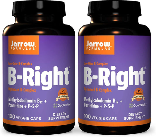 Jarrow Formulas B-Right bottle front view with low-odor B-Complex for daily energy.