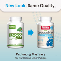BroccoMax bottle label close-up highlighting SGS and myrosinase content for activation