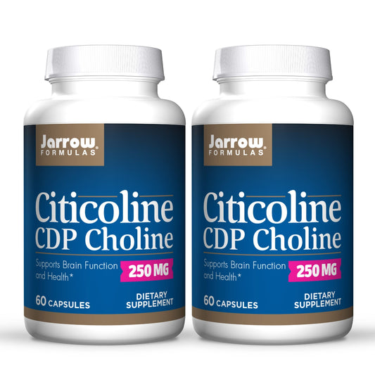 Jarrow Formulas Citicoline capsules on bottle front for daily brain health.