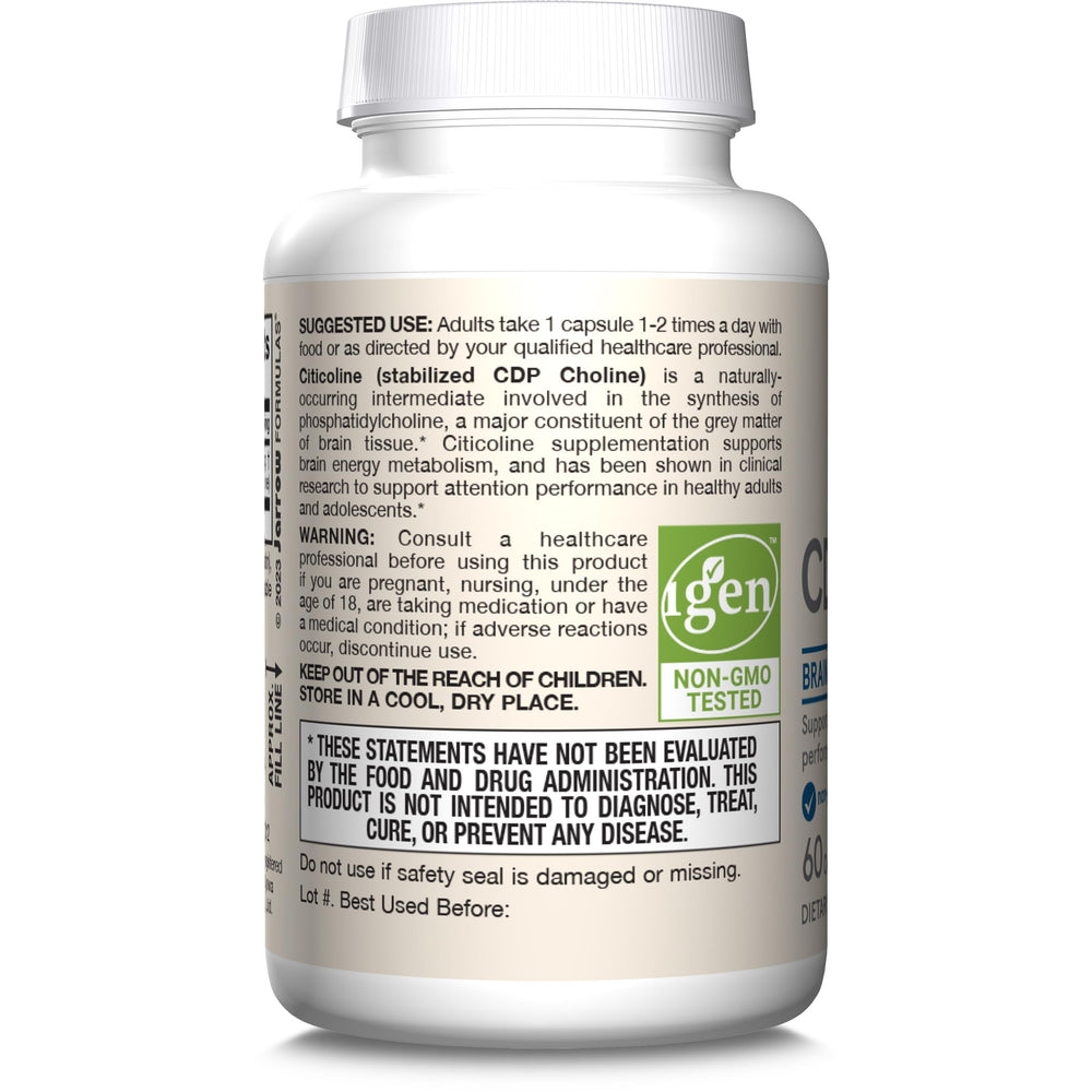 Jarrow Formulas Citicoline foil seal close-up