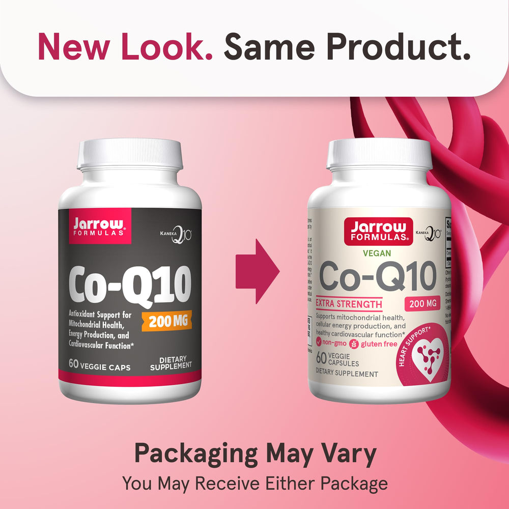 Jarrow Formulas Co-Q10 capsules closeup highlighting cellular energy support.