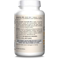 Close-up of Jarrow Formulas Curcumin 95 label showing non-GMO and allergen-free claims