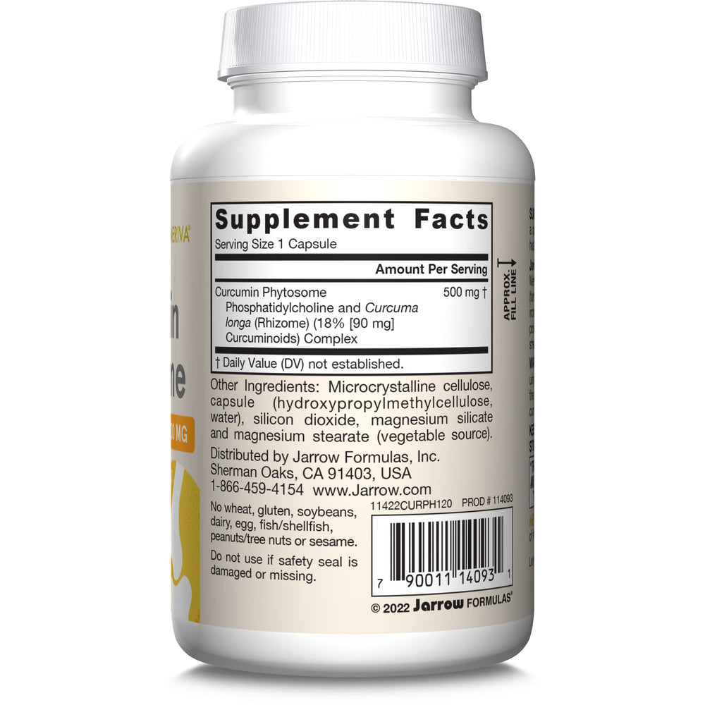 Jarrow Formulas Curcumin Phytosome daily-use guidance card for dosing.