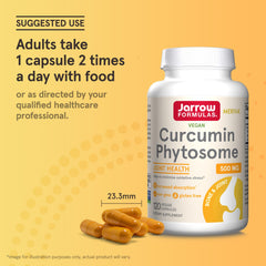 Jarrow Formulas Curcumin Phytosome veggie capsules signaling vegan-friendly format.