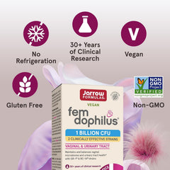 Jarrow Formulas Fem-Dophilus strains GR 1 RC 14 infographic