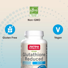 Jarrow Formulas Glutathione Reduced capsules in hand for daily use.