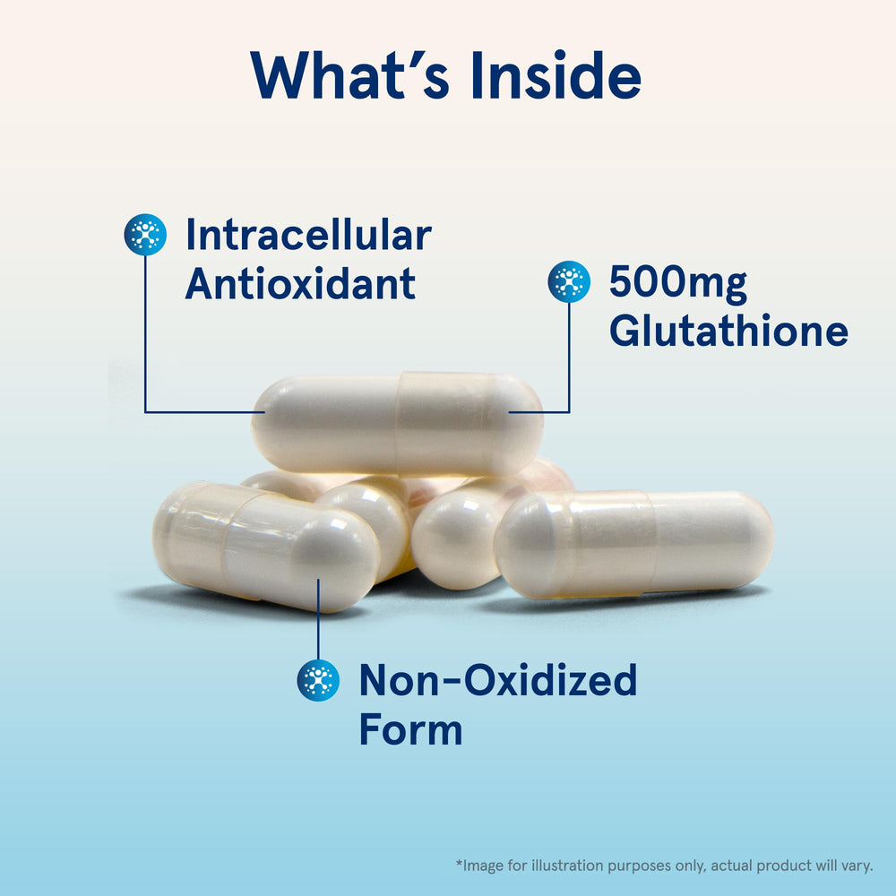 Jarrow Formulas Glutathione Reduced veggie capsules for daily antioxidant support.