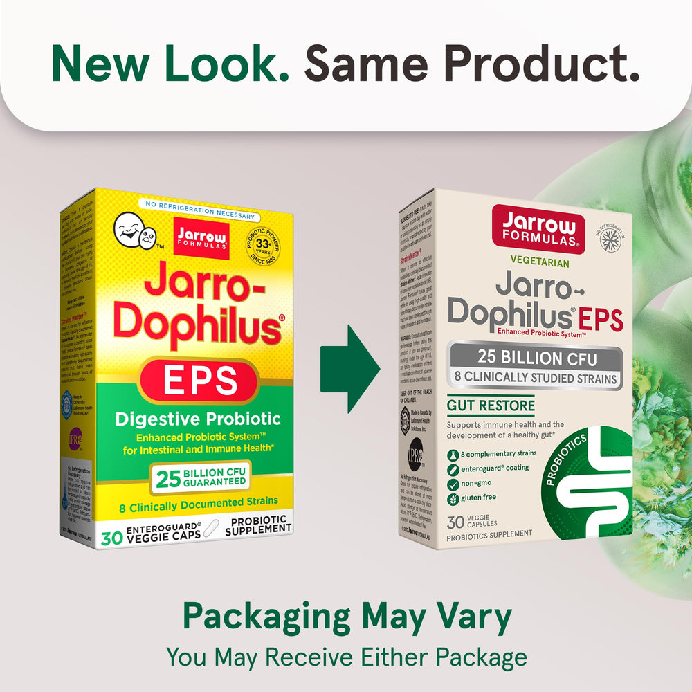 Close-up of Jarro-Dophilus EPS capsules for easy daily dosing.
