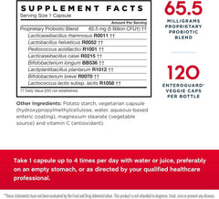 Jarrow Formulas Jarro-Dophilus EPS enteric-coated capsules resist stomach acid.
