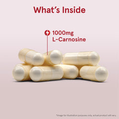 Capsules closeup showing size and color of L-Carnosine Dipeptide capsules