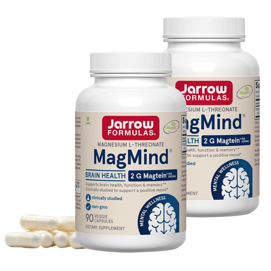 Jarrow Formulas MagMind bottle front for daily brain support with Magtein.