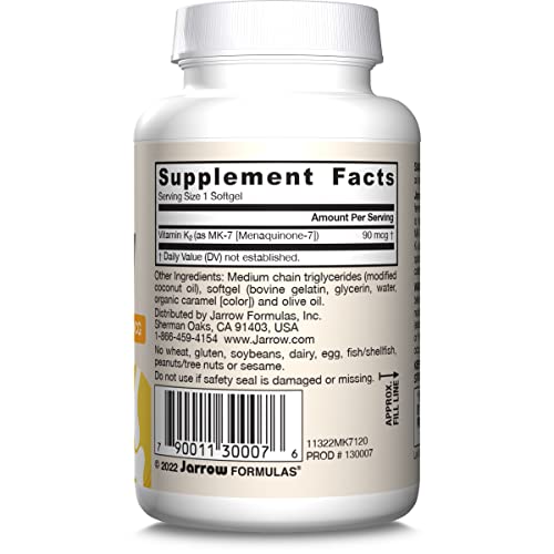 Jarrow Formulas MK-7 bottle with inner view of softgels