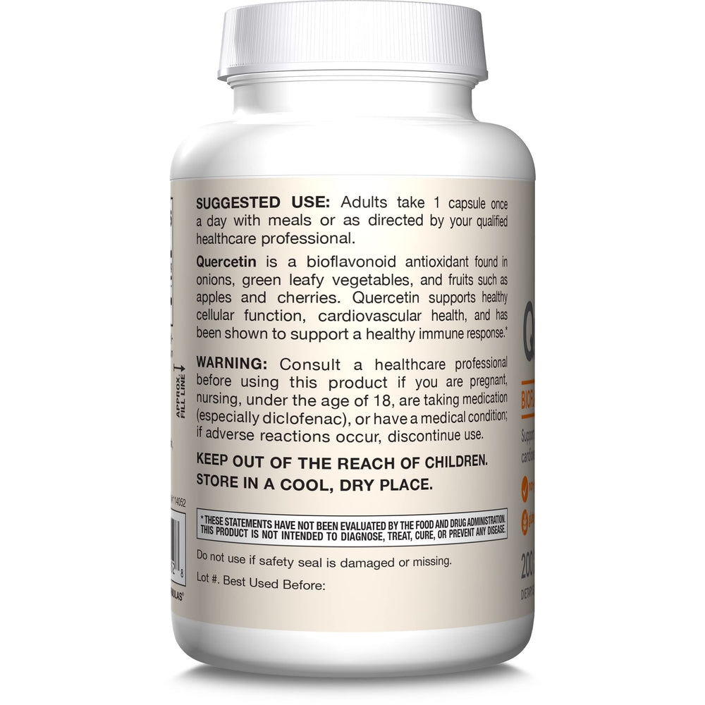 Eco-friendly packaging cues for Quercetin product.