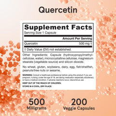 Quercetin vegan-friendly label indicates dietary compatibility.