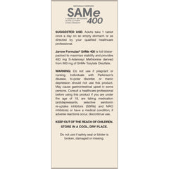 SAMe 400 mg packaging confirms allergen-free profile for sensitive users.