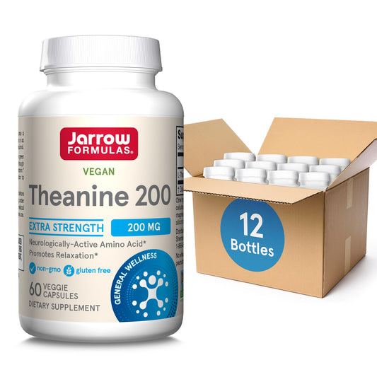 Jarrow Formulas Theanine 200 mg bottle front view supports relaxed focus
