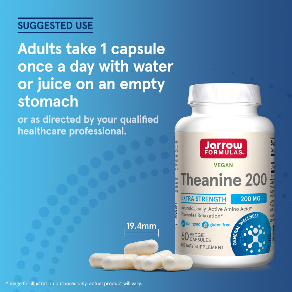 Jarrow Formulas Theanine 200 mg daily dosing example for simple routine