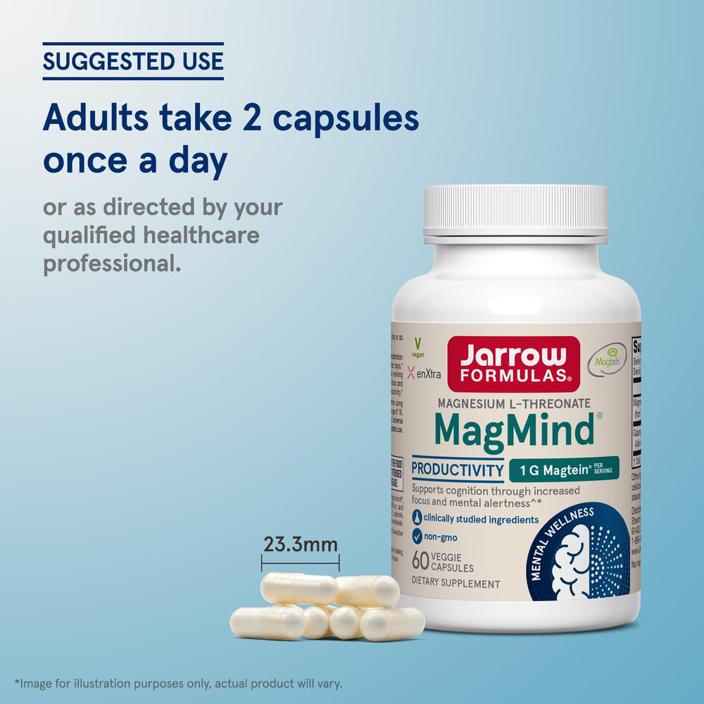 Jarrow MagMind capsules in hand illustrating a simple daily ritual.