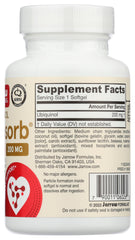 Jarrow QH-absorb nutrition facts panel highlights the high-absorption technology