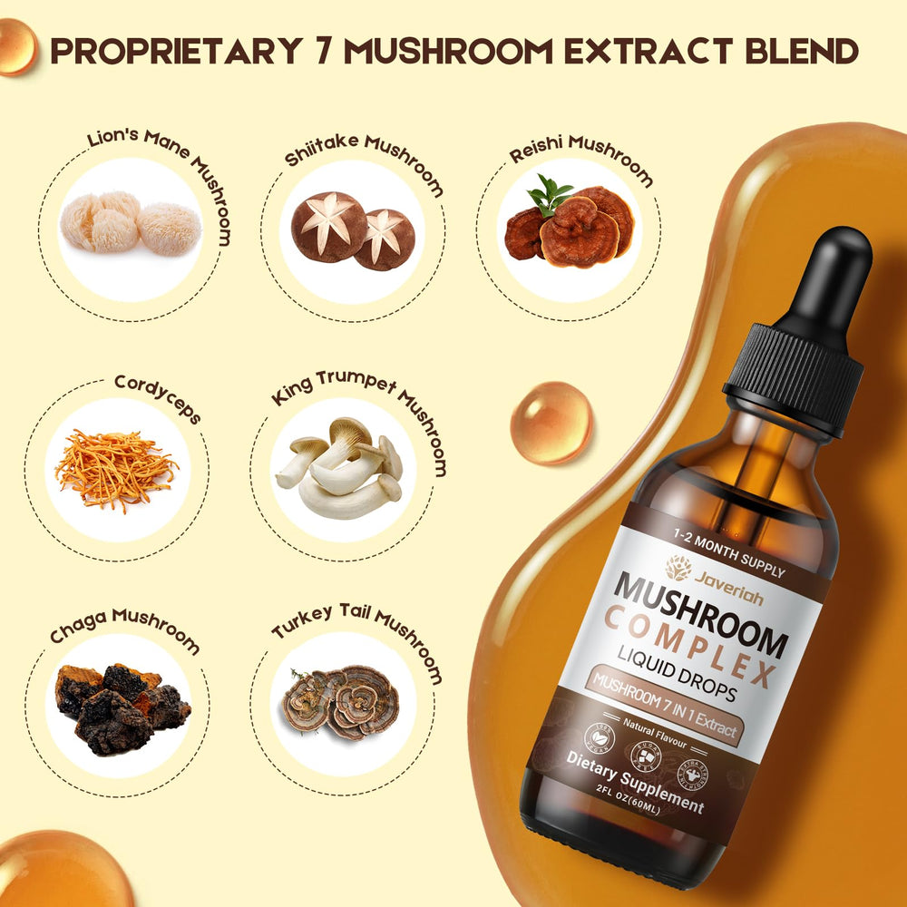 Javeriah Mushroom Complex bottle back label with ingredients