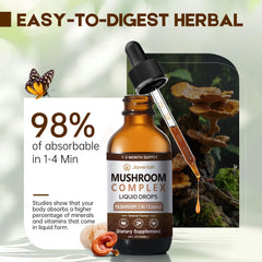 Javeriah Mushroom Complex ingredients chart highlights seven mushrooms
