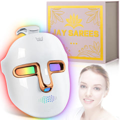 JAY SAREES red-light face mask in gold with seven color options for daily skincare.