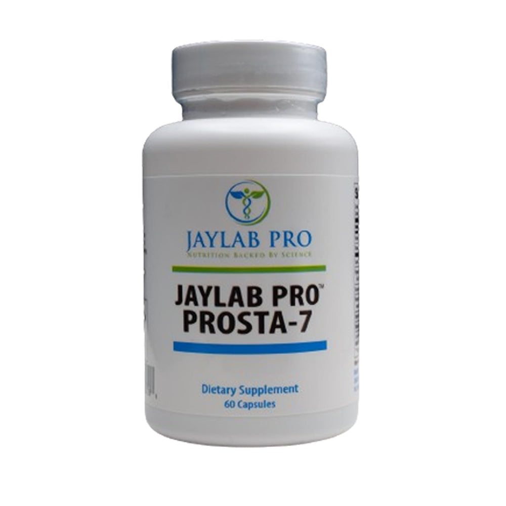 JAYLAB PRO Prosta-7 bottle and capsules for daily prostate health support.